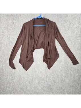 The Limited XS Open Front Draped Cardigan Brown Long Sleeve Acrylic Blend